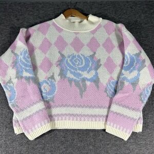 Vintage Women's Sweater M/L? Cottagecore GrannyCore Rose Floral Print 80's